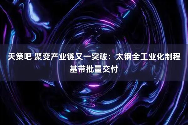 天策吧 聚变产业链又一突破：太钢全工业化制程基带批量交付
